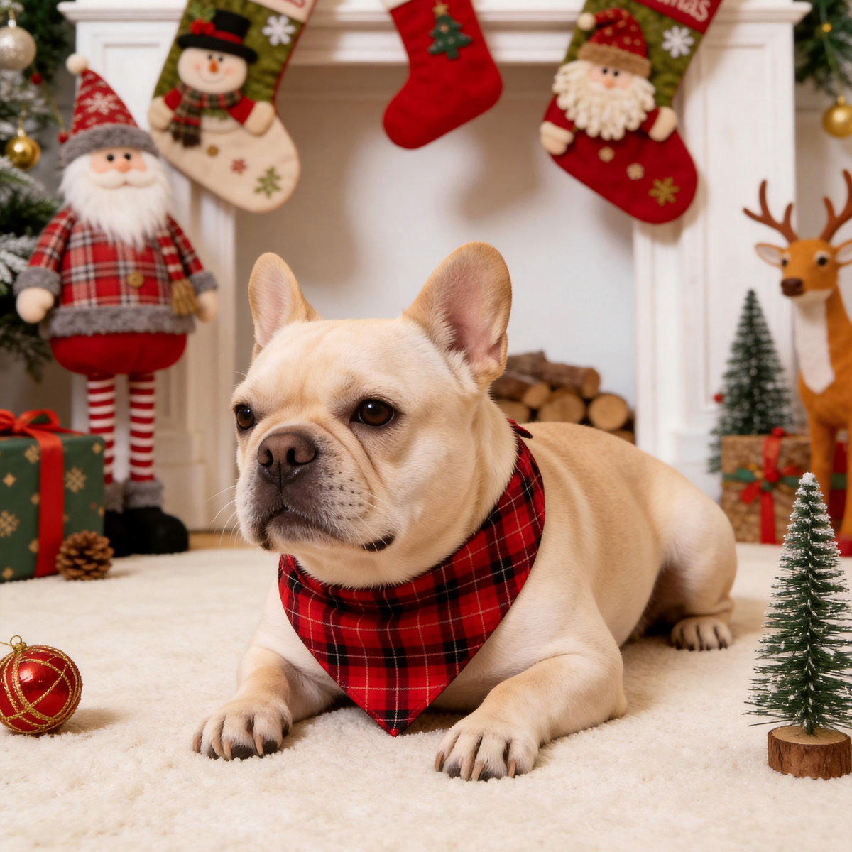 Christmas Family Matching Red Plaid Button Up Long-sleeve Pajamas Sets With Dog