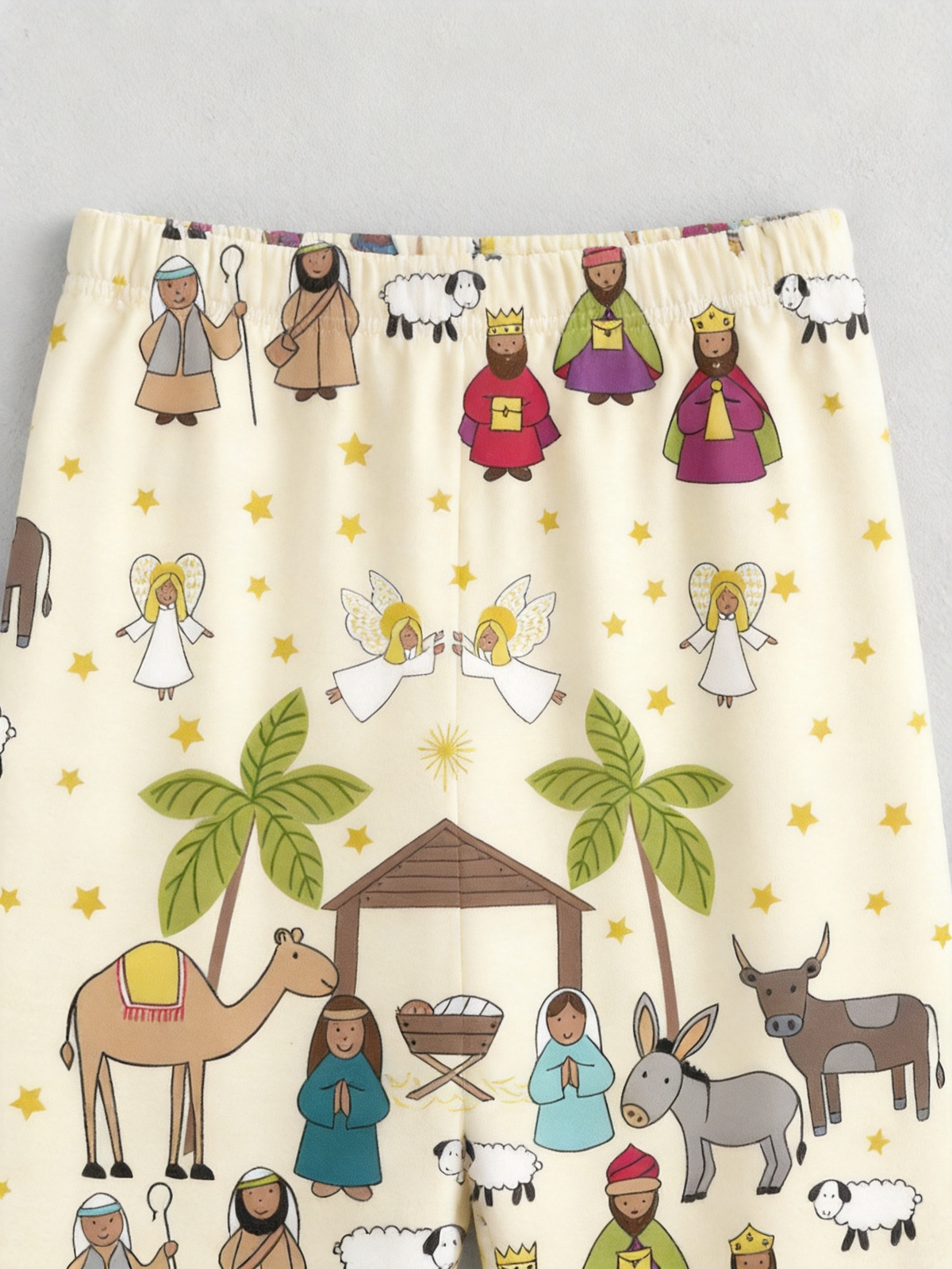 Cute Nativity Camel & Three Wise Men Two-Piece Henley Neck Christmas Couple Pajamas