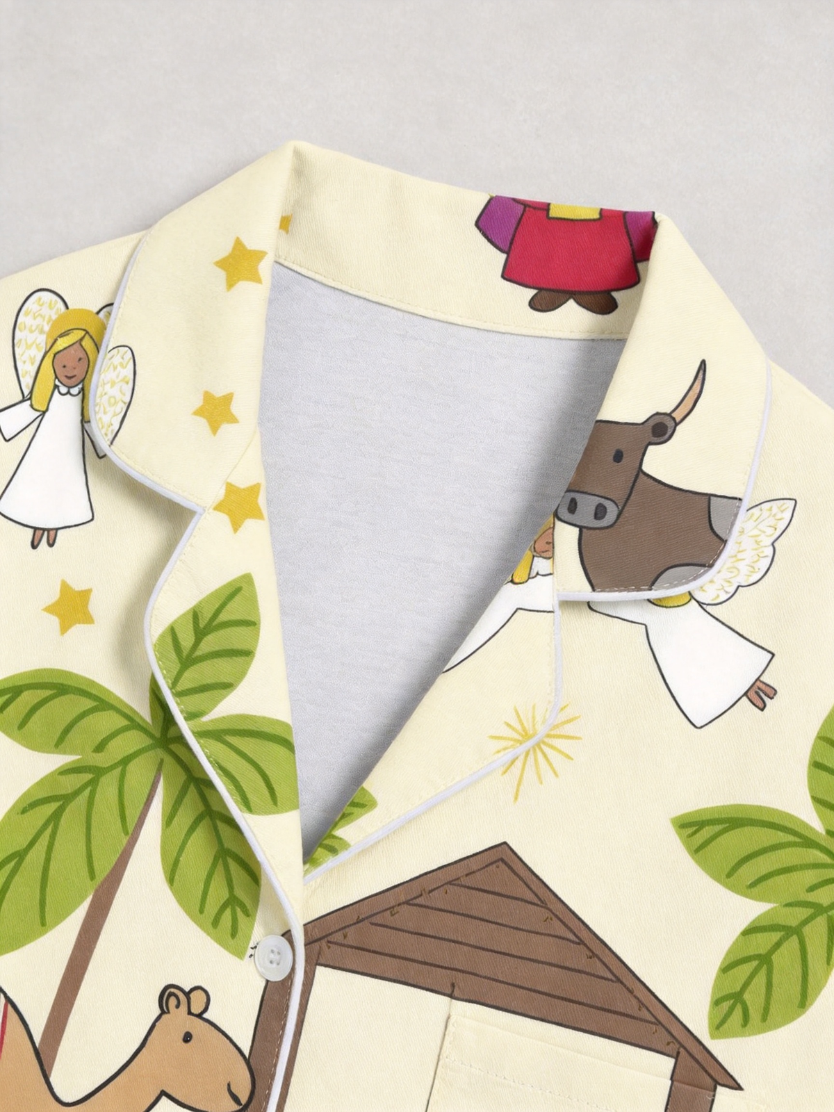 Two-Piece Set Nativity Scene Camel Print Family Christmas Two-Piece Button-Down PJS Long Sleeve Top and Pants with Pockets Winter Holiday Sets