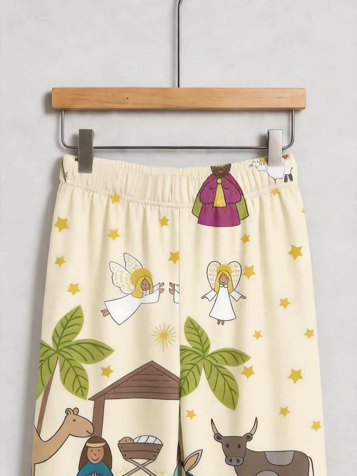 Two-Piece Set Nativity Scene Camel Print Family Christmas Two-Piece Button-Down PJS Long Sleeve Top and Pants with Pockets Winter Holiday Sets