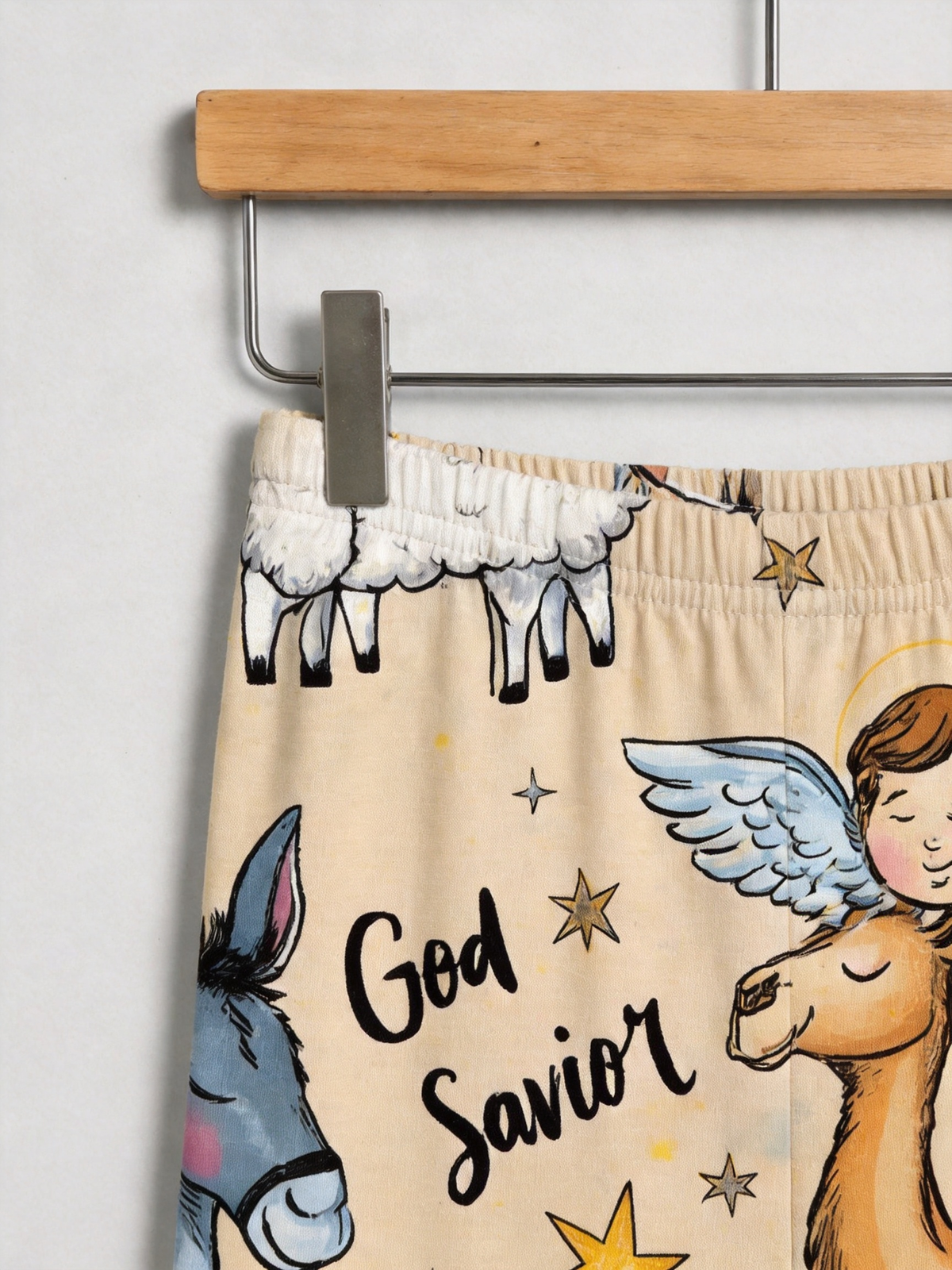 Two-Piece Set Holy Night Baby Jesus Print Family Christmas Two-Piece Button-Down PJS Long Sleeve Top and Pants with Pockets Winter Holiday Sets