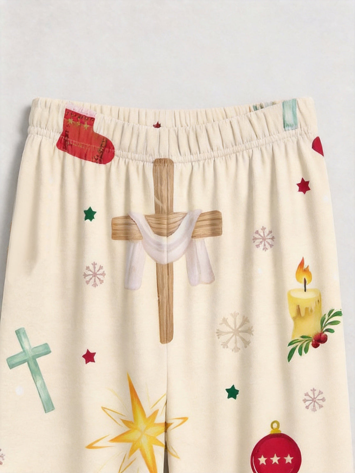Two-Piece Set Nativity Cross Angel Print Family Christmas Two-Piece Button-Down PJS Long Sleeve Top and Pants with Pockets Winter Holiday Sets