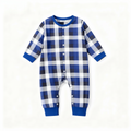 Family Christmas Blue and White Plaid Button-Front Pajamas Sets