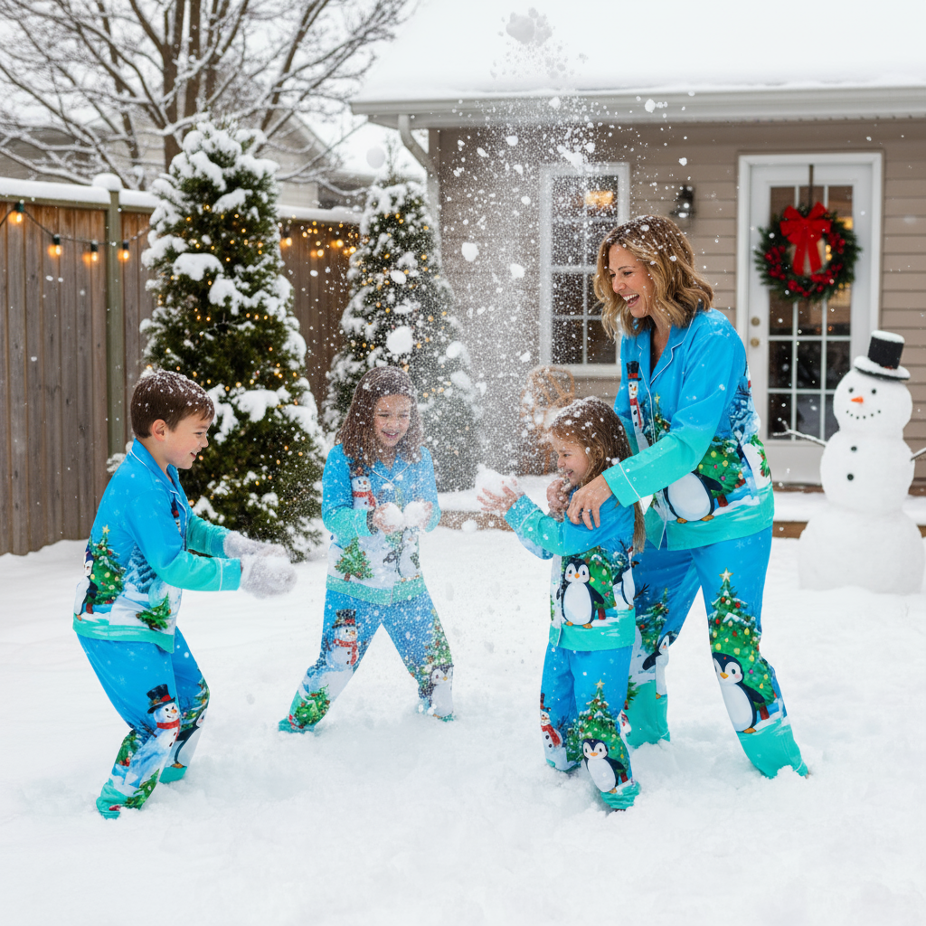Festive Button-Up Family Christmas Pajamas Set