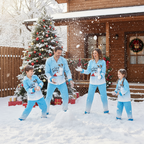 Gradient Color Snowman Button-Up Family Christmas Pajamas Set