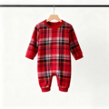 Holiday Pajamas Set for Whole Family – Gray Button-Neck Tee & Red Plaid Pants
