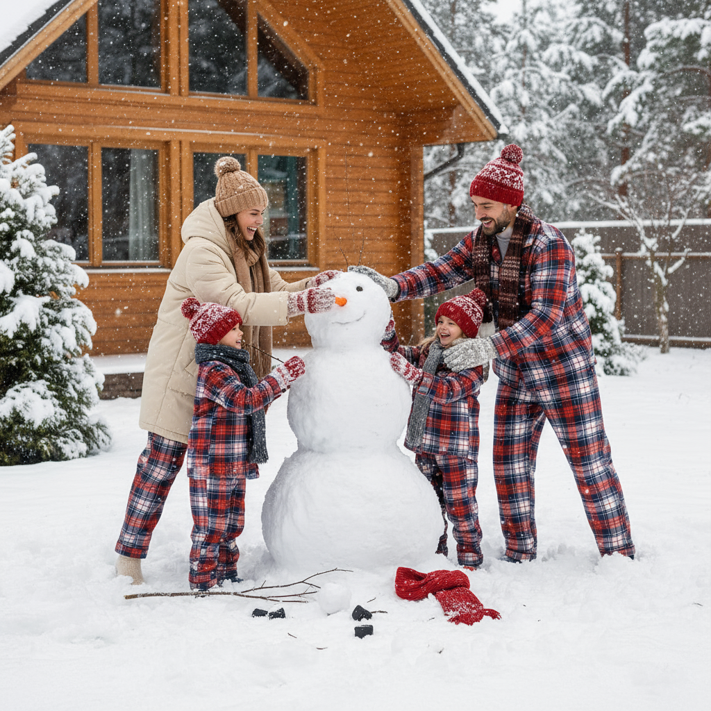 Cozy Button-Front Plaid PJ Sets for Christmas