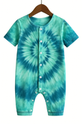 Holiday Family Button-Up Green Tie-dyed Christmas Pajamas Set