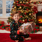 Holiday Family Button-down Satin Christmas Pajamas Set