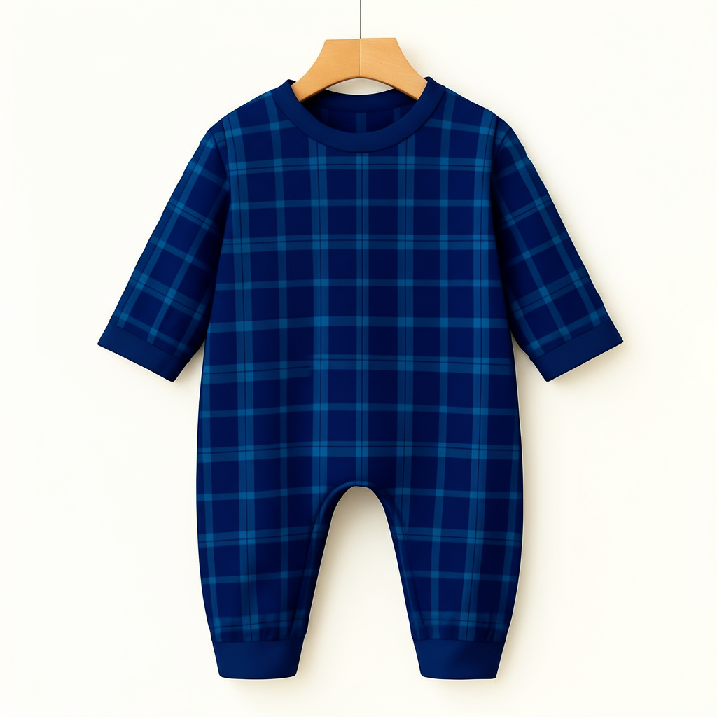 Family Christmas Blue Plaid Button-Front Pajamas Sets