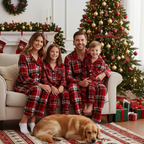 Christmas Family Button-Up Red Plaid Pajamas Set