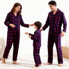 Holiday Family Button-down Christmas Blue and Red Plaid Pajamas Set