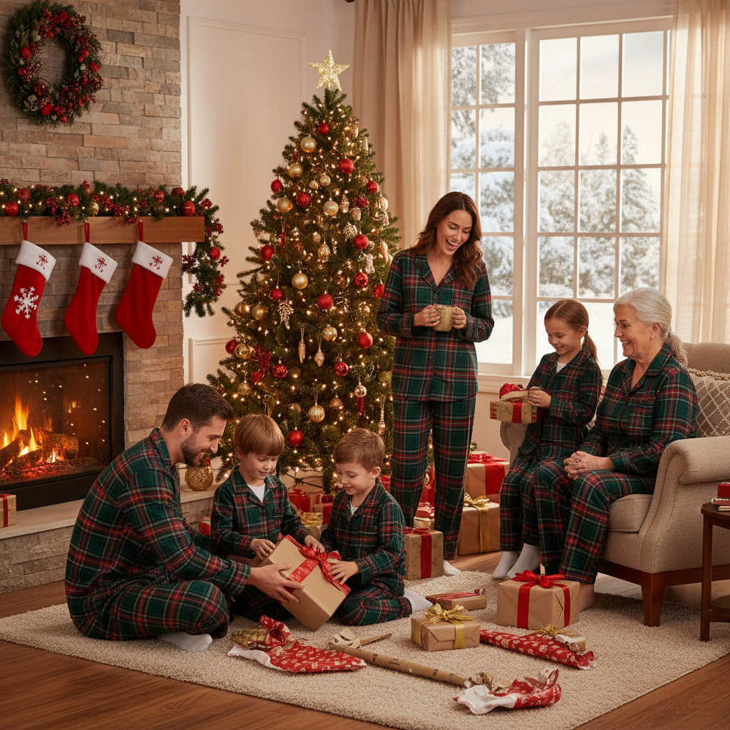 Family Plaid Button-Front Pajamas Sets