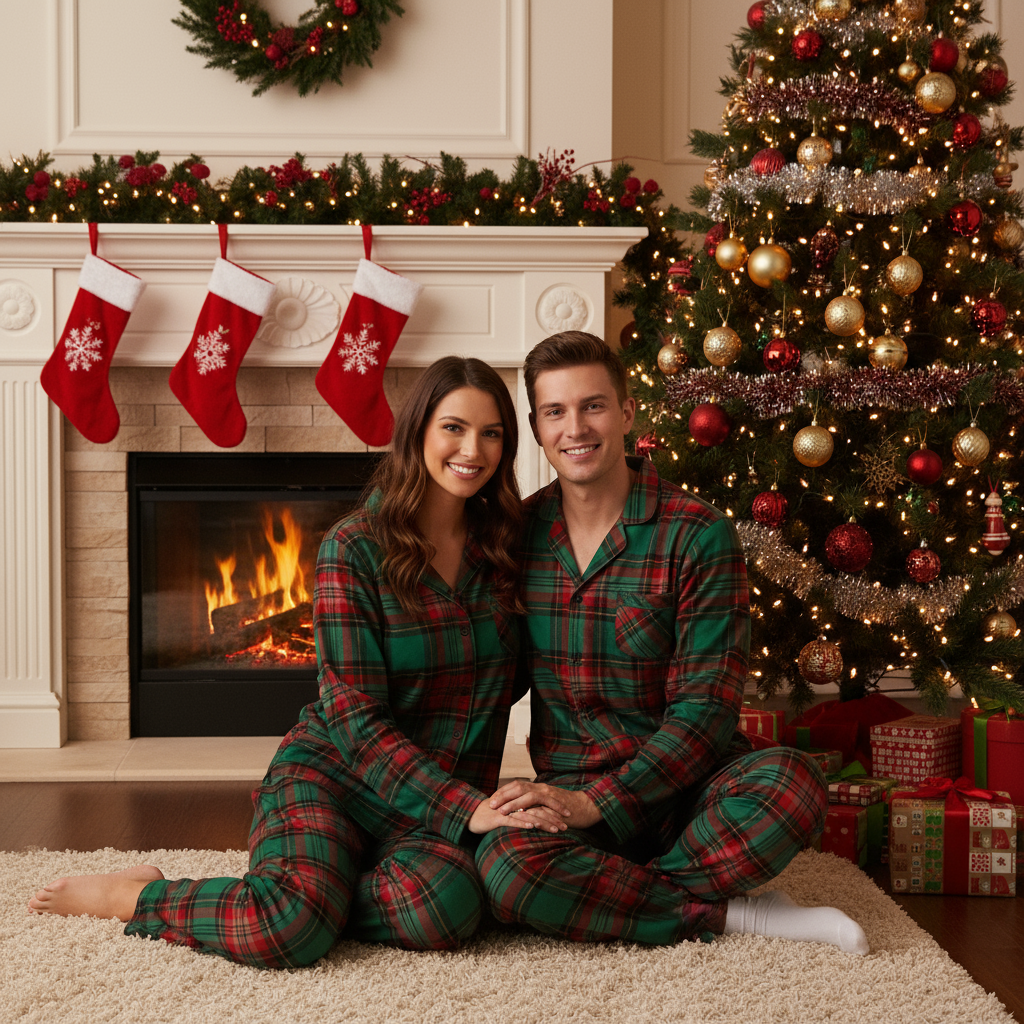 Family Green Plaid Pajamas Set