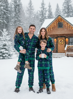 Cozy Green Plaid Button-Up Christmas PJs for Family