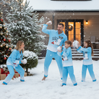 Gradient Color Snowman Button-Up Family Christmas Pajamas Set