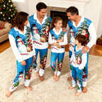 Holiday Family Button-Up Santa and Snowman Printed Satin Christmas Pajamas Set