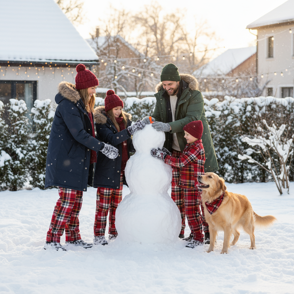 Christmas Family Button-Up Red Plaid Pajamas Set