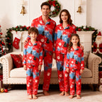 Holiday Family Button-Up Red Tie-dyed Christmas Pajamas Set