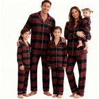 Christmas Red Plaid Button-Front Family Pajamas Sets