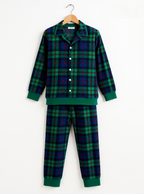 Cozy Green Plaid Button-Up Christmas PJs for Family