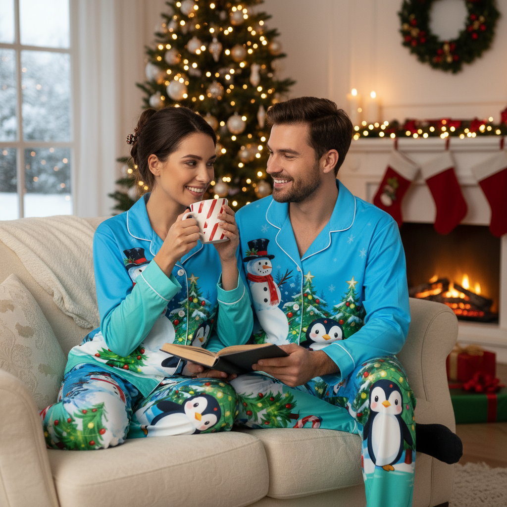 Festive Button-Up Family Christmas Pajamas Set