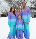 Color Block Collar Button-Up Pajama Set for Family
