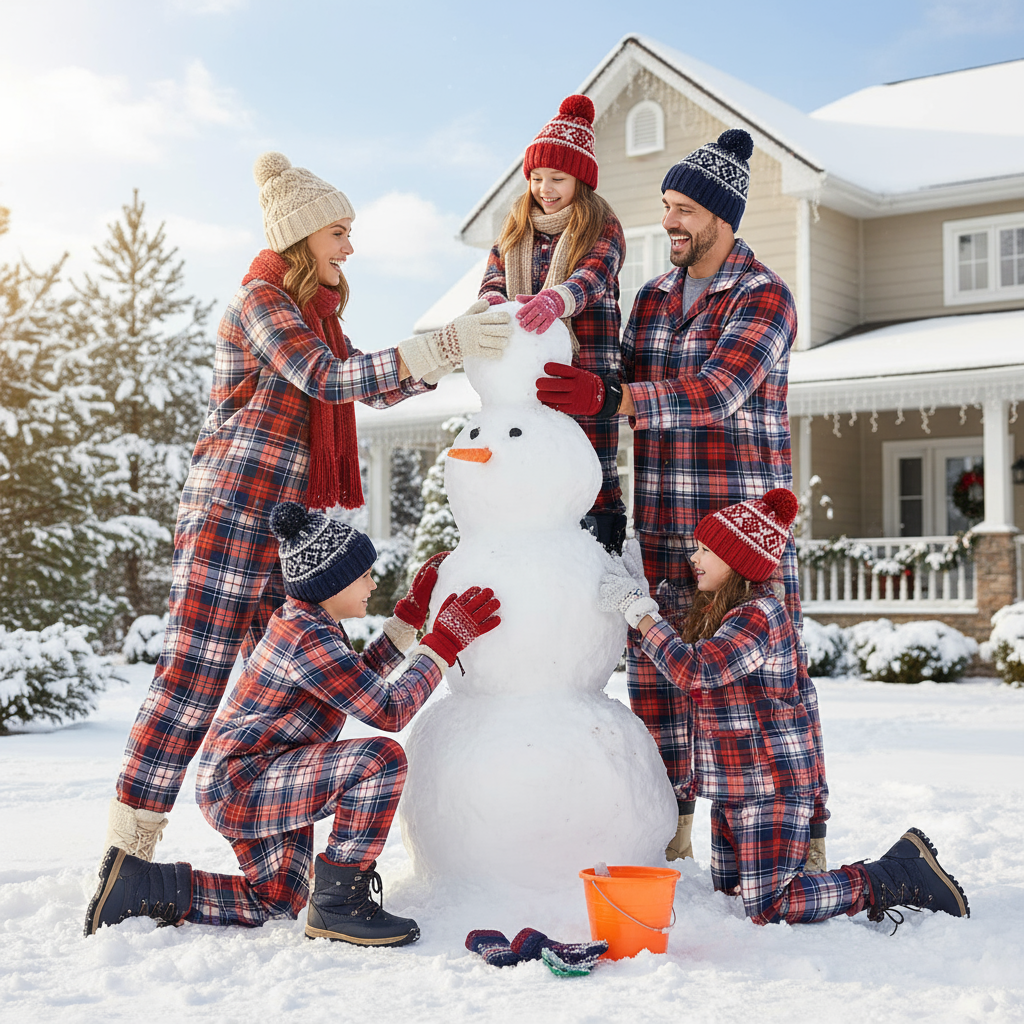 Cozy Button-Front Plaid PJ Sets for Christmas