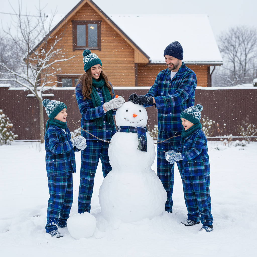 Matching Holiday Plaid Button-Up PJ Sets for Whole Family