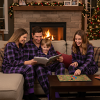 Christmas Purple Plaid Button-Front Pajamas Family Pajamas Sets