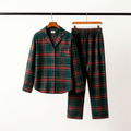 Couple Green Red Plaid Button-Front Pajamas Sets