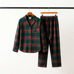 Couple Green Red Plaid Button-Front Pajamas Sets