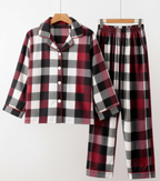 Family Christmas Red and White Plaid Button-Front Pajamas Sets