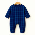 Couple Matching Pajama Set – Gray Button-Neck Tee & Plaid Pants