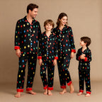 Holiday Family Button-down Satin Christmas Pajamas Set