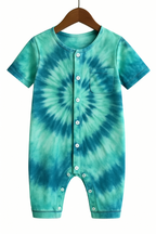 Holiday Family Button-Up Green Tie-dyed Christmas Pajamas Set