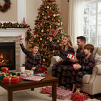 Christmas Red Plaid Button-Front Family Pajamas Sets